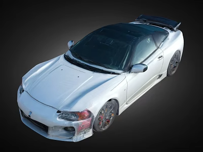 White Modified Sports Car With Black Roof Rear Spoiler And Alloy Wheels 3d model