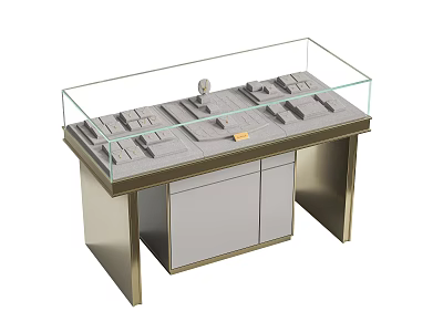 Modern Retail Display Cabinet with Glass Top Metal Frame and Storage Cabinets for Shop 3d model