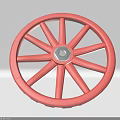Red Car Wheel With Spoke Design And Central Hexagon Nut Automotive Part