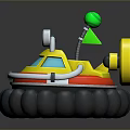 Cartoon Style Toy Vehicle With Yellow Body Blue Windows Green Dome And Gray Inflatable Base