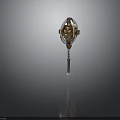 Intricate Mechanical Sculpture With Circular Metal Frame Internal Gear Details And Transparent Base