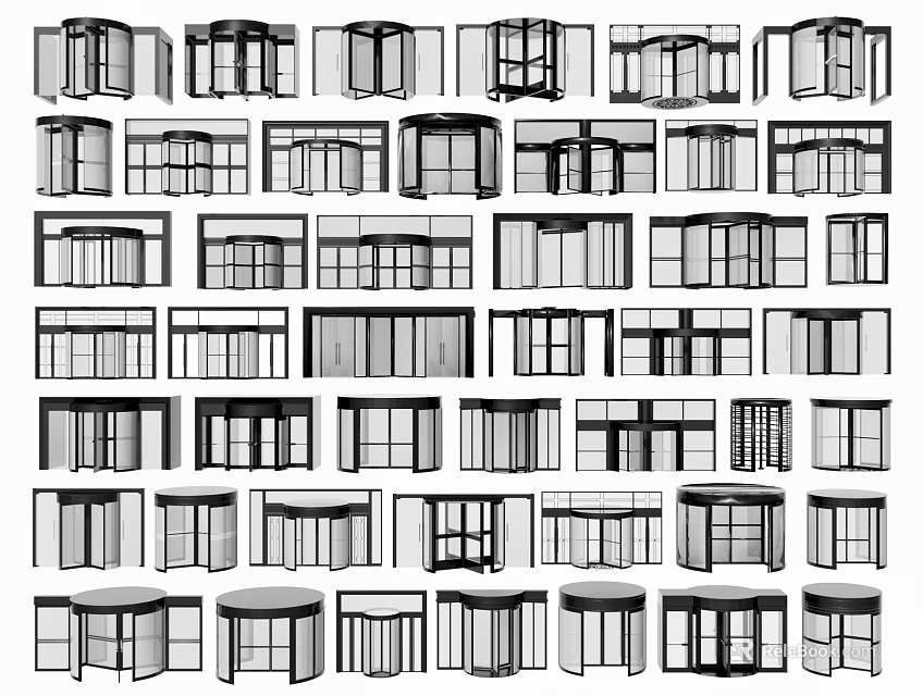 Various Windows And Doors Design Collection With Different Styles And Frames 3d model