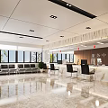 Modern Service Hall Interior With Spacious Waiting Area Marble Counter And Windows