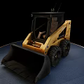 Yellow Skid Steer Loader Functional Vehicle With Front Bucket And Black Cab