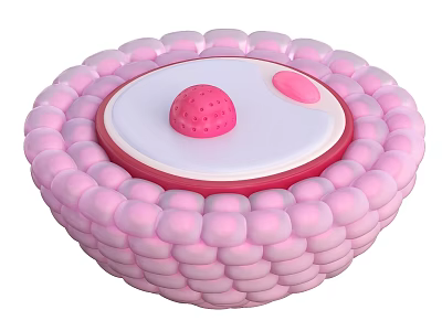 Pink Bubble Shaped Round Decorative Item With White Center And Strawberry Dot 3d model
