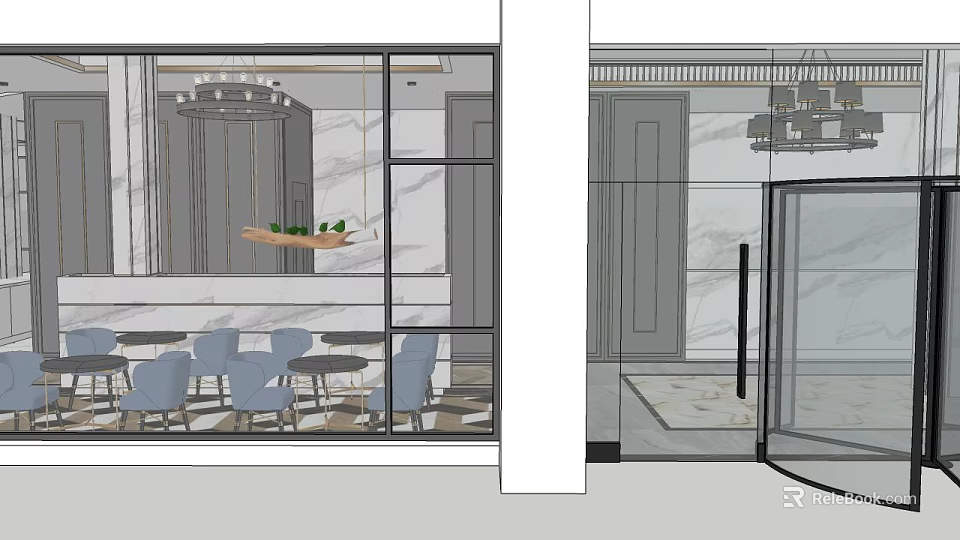 Hotel Public Lounge Area Interior With Modern Seating And Elegant Lighting Design 3d model 
