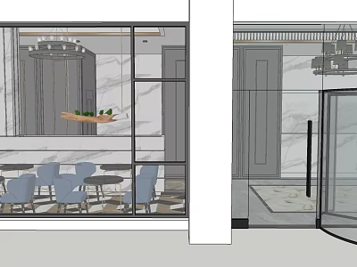 Hotel Public Lounge Area Interior With Modern Seating And Elegant Lighting Design 3d model