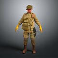 3D Military Character In Uniform With Helmet Tactical Vest Yellow Gloves And Boots