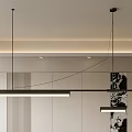 Modern Minimalist Pendant Light Interior With Sleek Lines And Decorative Wall Elements