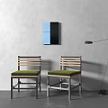 Dining Chairs With Wooden Backrest Green Padded Seats And Metal Legs In Modern Room