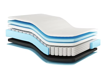 Mattress Layer Structure With Different Support And Comfort Foam Layers 3d model