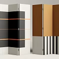 Modern Geometric Room Divider With Black White Orange Color Blocks And Striped Panels