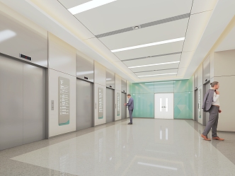 modern elevator hall hospital elevator hall 3d model