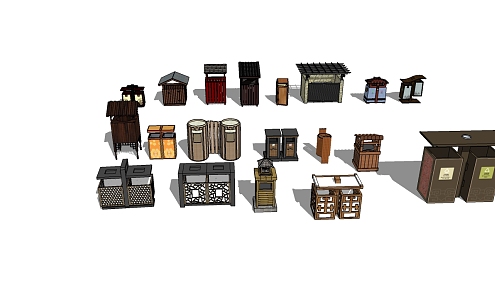 New Chinese Garbage Bin Park Garbage Bin 3d model