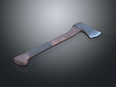 Handcrafted Axe With Wooden Handle And Steel Head As Outdoor Chopping Tool 3d model