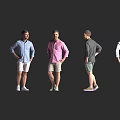 Man in Different Casual Outfits Standing in Various Poses Against Black Background