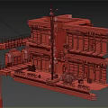 Cartoon Scene With Multi Story Building Crane Balconies And Vibrant Decorations
