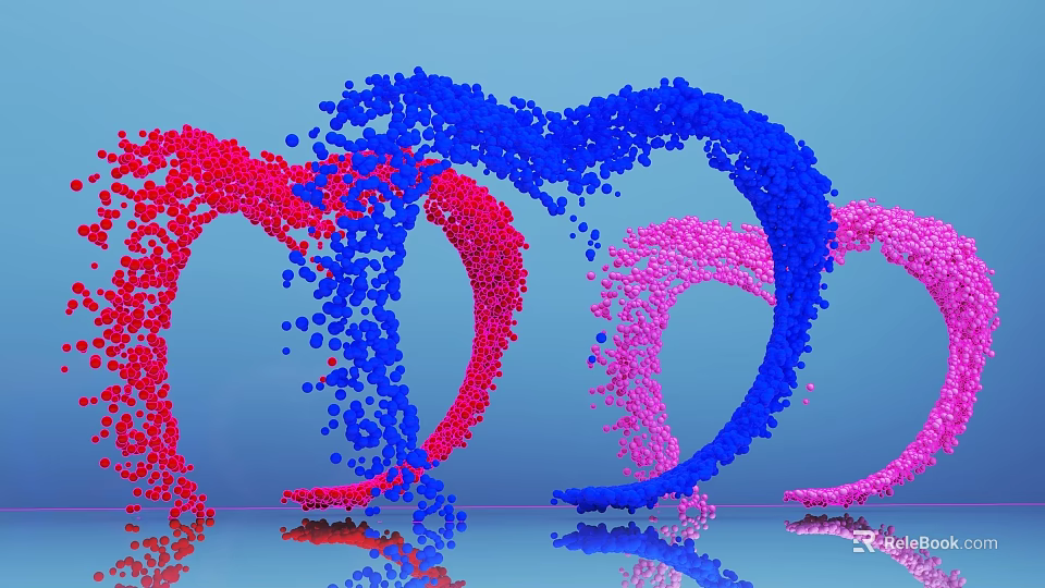 Commercial Equipment With Colorful Particle Rings Red Blue Pink Hues And Light Blue Background Reflections 3d model 