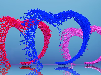 Commercial Equipment With Colorful Particle Rings Red Blue Pink Hues And Light Blue Background Reflections 3d model