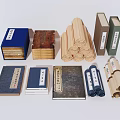 Traditional Ancient Books Collection Featuring Scrolls Thread Bound And Boxed Versions In Various Colors 3d model