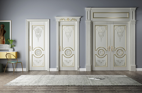 European-style swing door 3d model