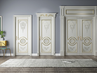 European-style swing door 3d model