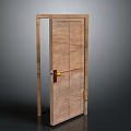 Wooden Door With Golden Handle And Natural Wood Design For Interior