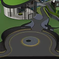 Modern Garden Landscape Design With Curved Paths Green Lawns And Paved Walkways