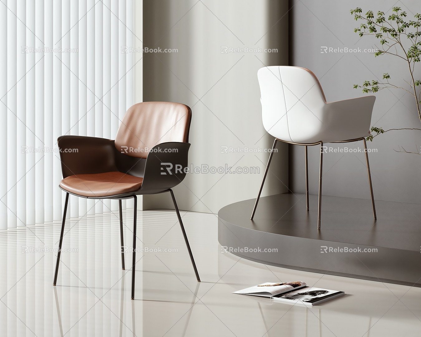 Modern single chair dining chair 3d model