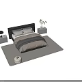 Modern Double Bed With Tufted Headboard Neutral Bedding Nightstands Table Lamp And Soft Rug