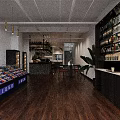 Modern Bar Interior With Wooden Floors Wine Racks And Hanging Lights
