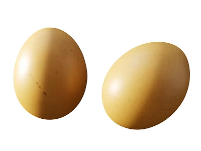 Two Fresh Natural Brown Eggs With Smooth Shells On White Background 3d model