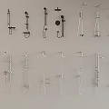 Various Shower Head Designs Featuring Handheld And Overhead Types In Black And Silver 3d model