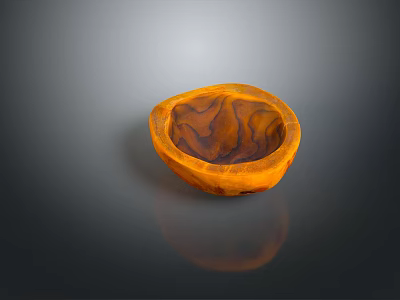 Natural Wooden Bowl With Orange Marbled Texture For Daily Life Use 3d model