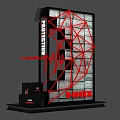G SHOCK Fashion Week Display Installation Featuring Red Geometric Lines And Black Design