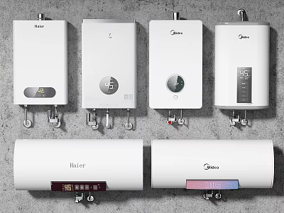 Assorted Home Water Heaters In Different Styles For Daily Use 3d model