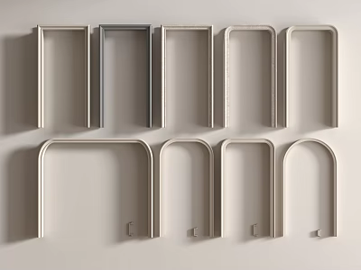 Various Metal Frames in Different Shapes Arranged on Wall for Home Decor 3d model