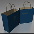 Decorative Ornament Set With Two Blue Tote Bags Beige Handles Logo And Legende Lettering
