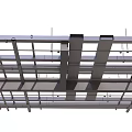 Modern Suspended Ceiling Design With Metal Grid Structure And Suspended Beams 3d model