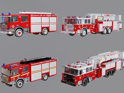 Modern fire truck combination ladder truck 3d model