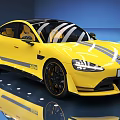 Yellow Suzuki Sports Car With Yellow Body Racing Stripes And Black Alloy Wheels