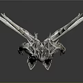 Silver Armored Character And Fantasy Creature With Spiked Head And Multiple Wings