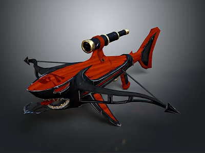 Unique Shark Shaped Water Vehicle With Red Black Design And Telescope Feature 3d model