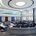 Comprehensive Command Hall of Modern Monitoring Room 3d model