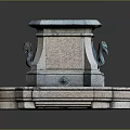 Stone Fountain With Square Structure Animal Head Spout And Textured Base Pools