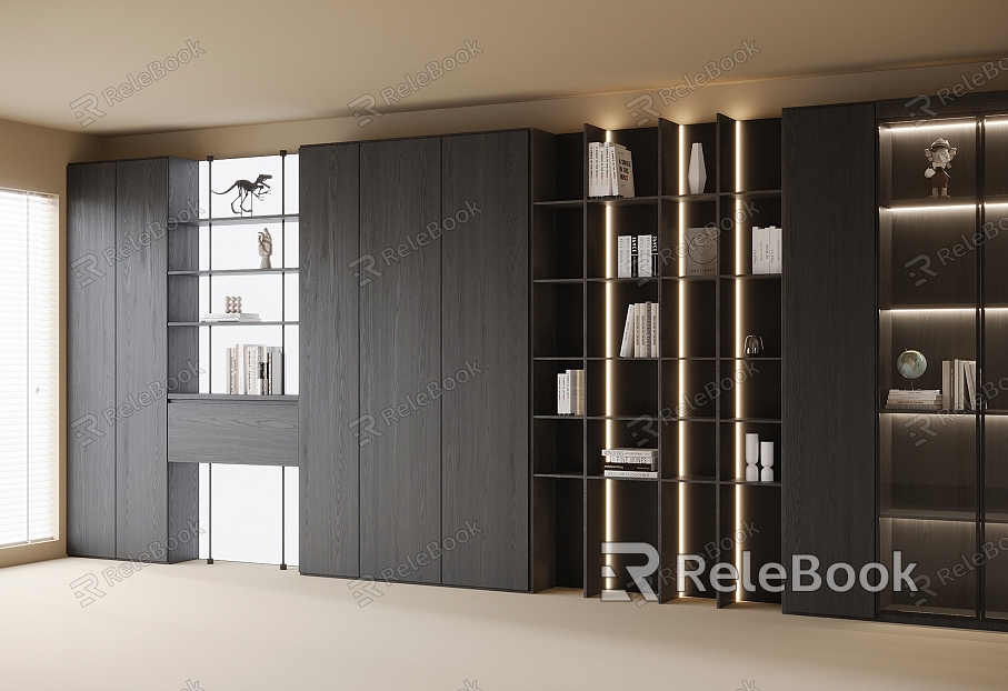 Modern full wall bookcase model