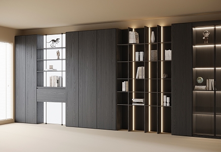 Modern full wall bookcase 3d model