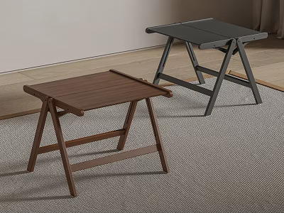 Two Folding Entertainment Tables Wooden And Gray With Simple Design In Living Room 3d model
