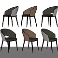 Modern Dining Chairs With Textured Backrest Gray Pink Upholstery And Black Legs