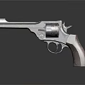 Vintage Revolver With Shiny Metal Body And Wooden Grip On Dark Background